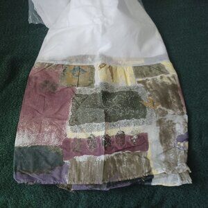 Queen Bedskirt and 2 Pillowcases in Package Green Purple White Beige